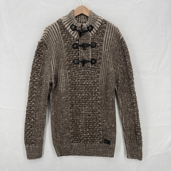 LCR Black Edition Sweater Mens 2XL Brown Beige Wool Blend Toggle Pullover Knit - Picture 1 of 12